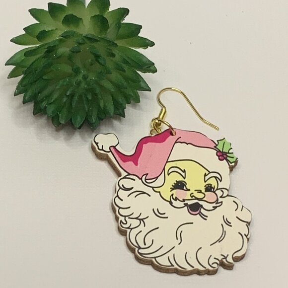 Santa Earring, Christmas Earring, Santa Claus Earring, Gift Idea, Holiday - Picture 2 of 4